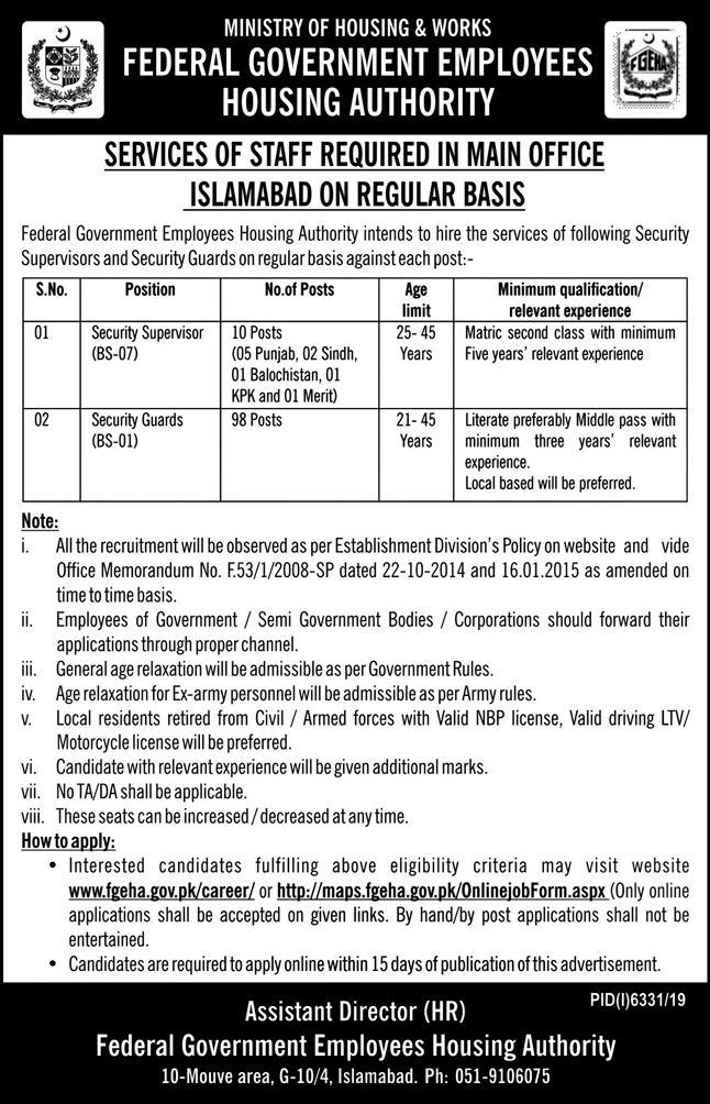 Career Opportunity In Employees Housing Authority JOBS GHAR